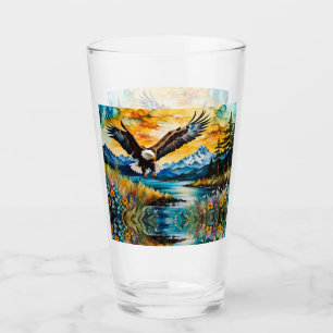 Wildblumen des Flusses Bald Eagle bei Sonnenunterg Glas