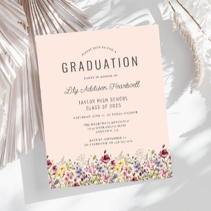 Wildblumen des Haushalts Rosa Grad Party Einladung