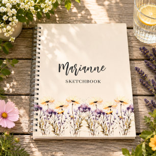 Wildblumen des Sketchbooks sind beigefarben Notizbuch