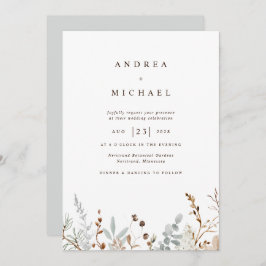 Wildblumen des Winterfeldes Botanische Hochzeit Einladung