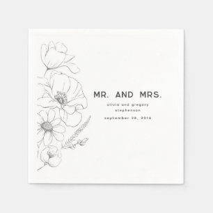 Wildblumen, die Elegant Wedding Mr. und Mrs. Zeich Serviette