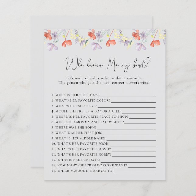 Wildblumen, die MOMMY am besten kennen (Vorne/Hinten)