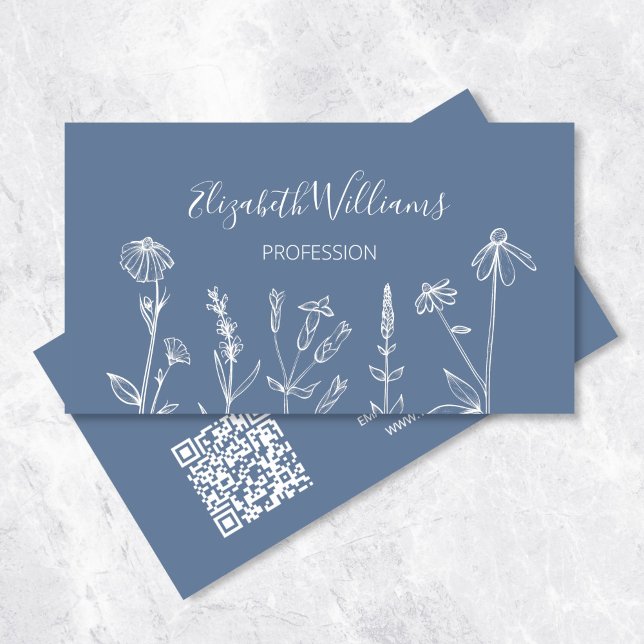 Wildblumen Dusty Blue | QR-Code Visitenkarte (Von Creator hochgeladen)