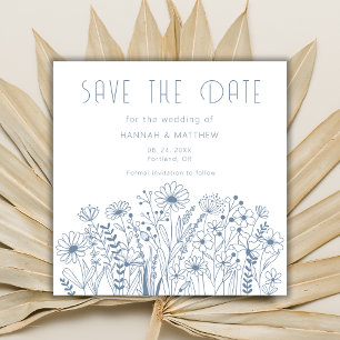 Wildblumen Einfache Elegante Boho Staubige Blaue H Save The Date