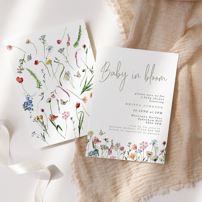 Wildblumen Einladung eines Babys in einer Blütendu (Von Creator hochgeladen)