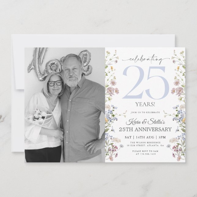 Wildblumen - Einladung zum Foto zum 25-jährigen Ju (Vorderseite)