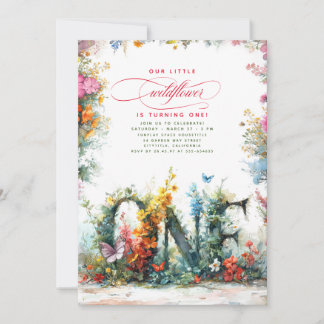 Wildblumen Einladungen zum ersten Geburtstag