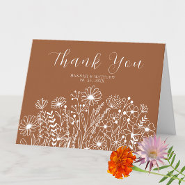 Wildblumen Elegant Boho Burnt Orange Wedding Dankeskarte
