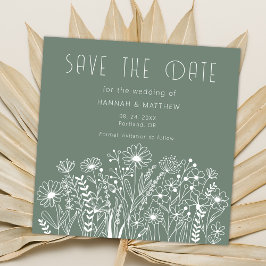 Wildblumen Elegant Boho Sage Green Wedding Save The Date
