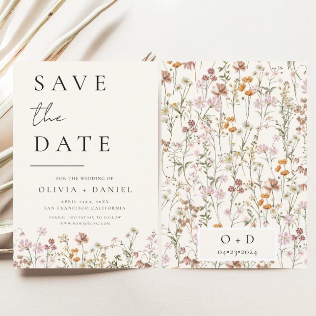 Wildblumen Elegant Boho Save the Date Minimalistis (Von Creator hochgeladen)