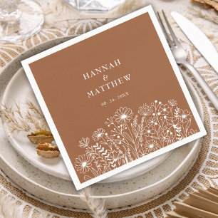 Wildblumen Elegant Burnt Orange Hochzeit im Herbst Serviette