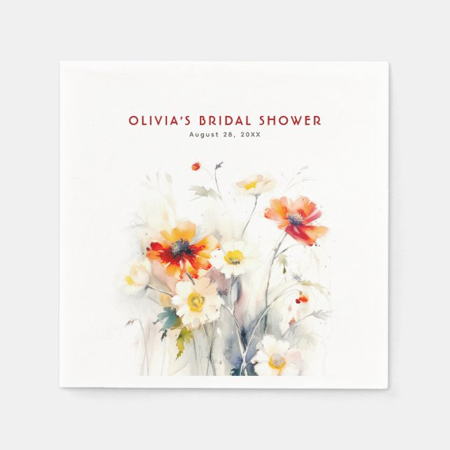 Wildblumen Elegant Minimalistisch Serviette (Vorderseite)