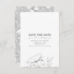 Wildblumen Elegant Save the Date Minimalistisch
