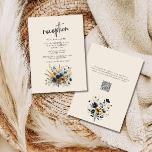 Wildblumen Elegante Beige Hochzeitsempfang Begleitkarte
