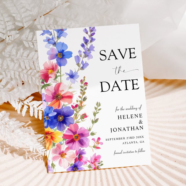 Wildblumen Elegante Boho Rustikale Gartenhochzeit Save The Date (Wildflower Elegant Boho Rustic Garden Wedding Save The Date)