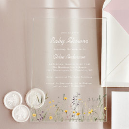 Wildblumen Elegante Frühjahrsdusche Klar Acryleinladungen