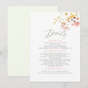 Wildblumen Elegante Hochzeitsinformationen Begleitkarte