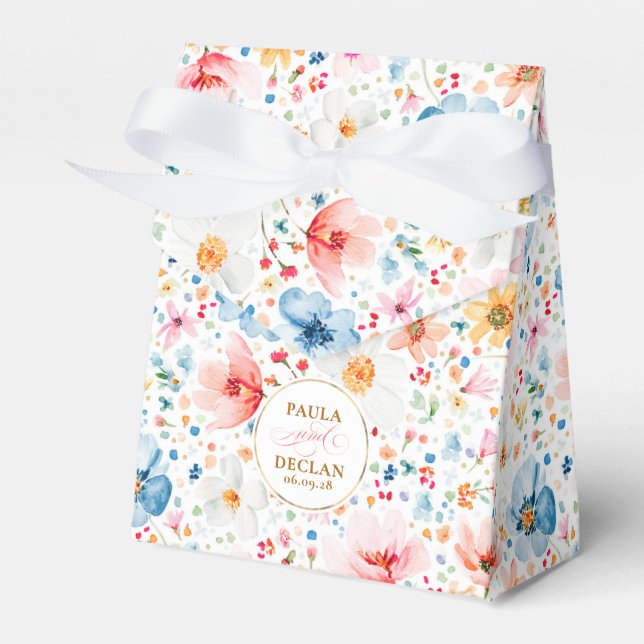 Wildblumen Elegante Romantische Boho Blumenhochzei Geschenkschachtel (Vorderseite)