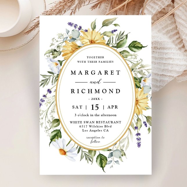 Wildblumen Elegante Vintage Blumenhochzeit Einladung (Von Creator hochgeladen)