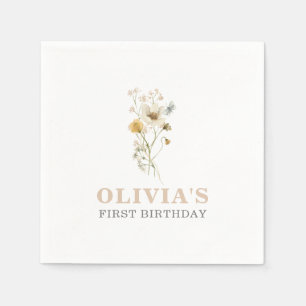 Wildblumen Eleganter Boho-Garten Erste Geburtstag Serviette
