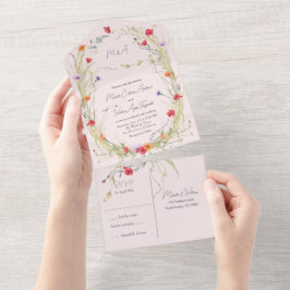 Wildblumen eleganter botanischer Garten All In One Einladung