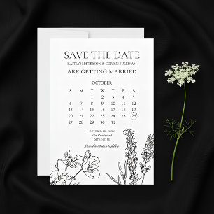 Wildblumen Eleganter Kalender Save The Date Einladung