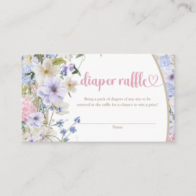 Wildblumen Elfenbeinpastellrosa-Rosa-Windeln-Tombo Begleitkarte (Vorderseite)