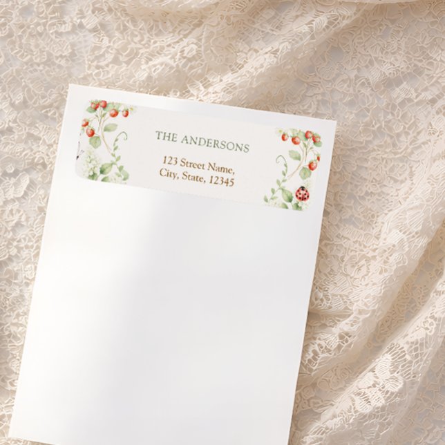 Wildblumen-Erdbeere Absender-Adresse Etikett (Von Creator hochgeladen)