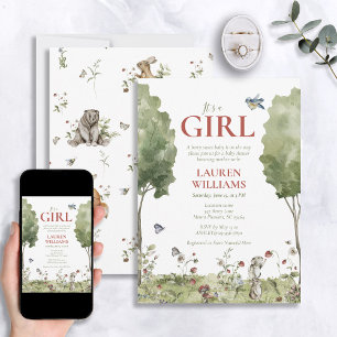Wildblumen-Erdbeere Es ist ein Mädchen Baby Shower Einladung