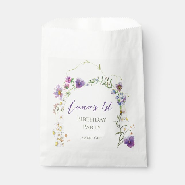 Wildblumen Erster Geburtstag Geschenktütchen (Vorderseite)