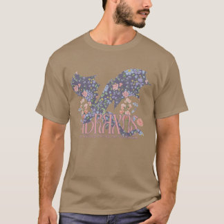 Wildblumen Fantasy-Drache Buchliebhaber Leser T-Shirt