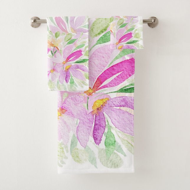 Wildblumen Farbe Rosa, Gelb, Grün Badhandtuch Set (Insitu)