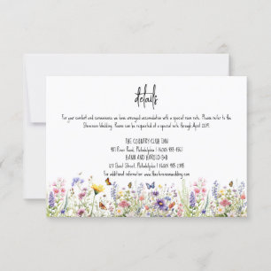 Wildblumen farbenfrohe Hochzeitsdetails Einladung