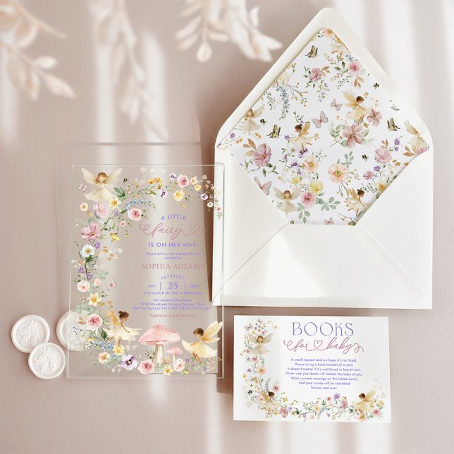 Wildblumen-Feengirl-Babyshower Acryleinladungen (Von Creator hochgeladen)