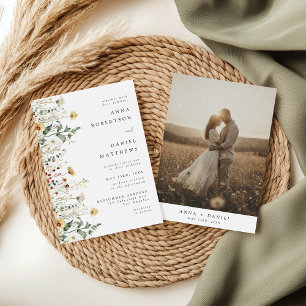 Wildblumen-Feld-Foto-Hochzeitseinladung Einladung