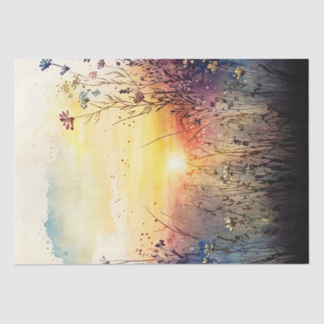 Wildblumen Feldfarbdekoutierung Seidenpapier (Vorderseite)