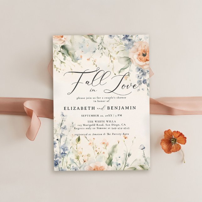 Wildblumen Fête Romantische Herbstdusche Einladung (fall bridal shower couples invitation coed jack jill wildflowers garden romantic watercolor)
