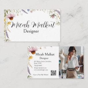 Wildblumen Floral Botanisch, Designer Geschäft Visitenkarte