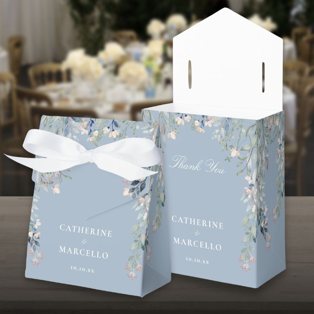 Wildblumen Floral Dusty Blue Wedding Geschenkschachtel (Wildflowers Floral Dusty Blue Wedding Favor Box)