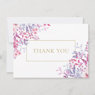 Wildblumen Floral Elegant Gold Geometrisch  Dankeskarte
