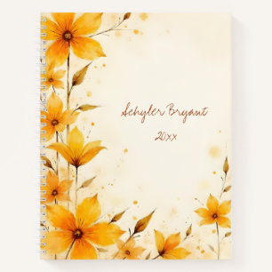 Wildblumen Floral Spiralgebundenes Journal Gelb Notizbuch