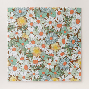 Wildblumen floral, vintage nahtloses Muster. Puzzle