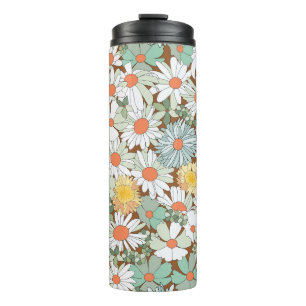 Wildblumen floral, vintage nahtloses Muster. Thermosbecher