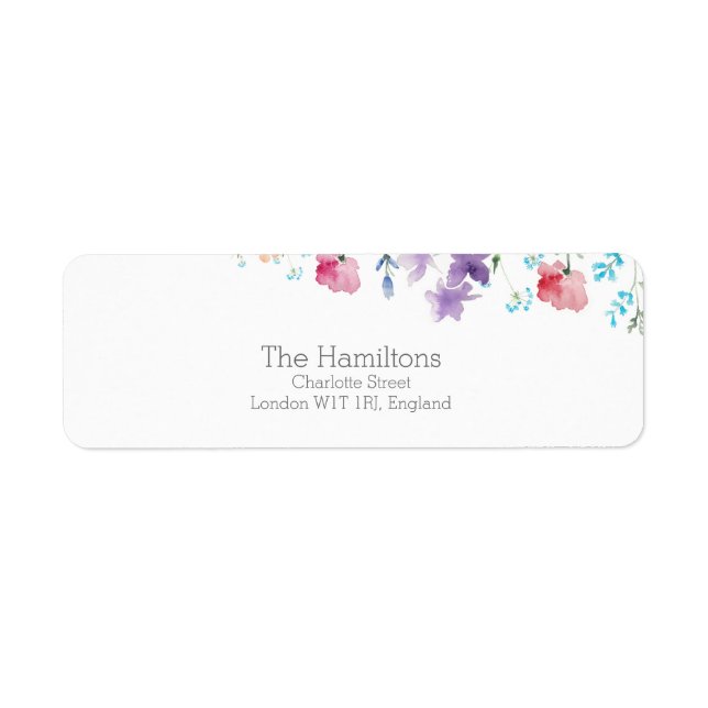 Wildblumen Floral Wedding Return Address Label (Vorne)