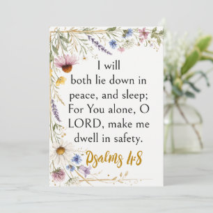 Wildblumen Florale Botanische Aquarell, Psalm 4:8 Einladung