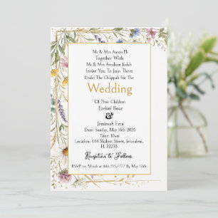 Wildblumen Florale Botanische, Jüdische Hochzeit Einladung