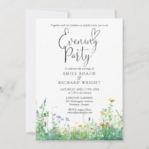 Wildblumen Florale Hochzeitsabendparty Einladung