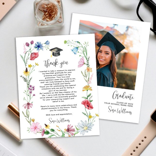 Wildblumen Foto Abschluss Vielen Dank Dankeskarte (Von Creator hochgeladen)