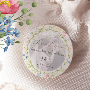 Wildblumen-Foto-Hochzeit-Dankeschön Runder Aufkleber