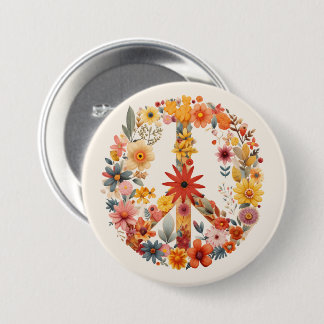 Wildblumen Frieden Unterschreiben Blumenkranz Button